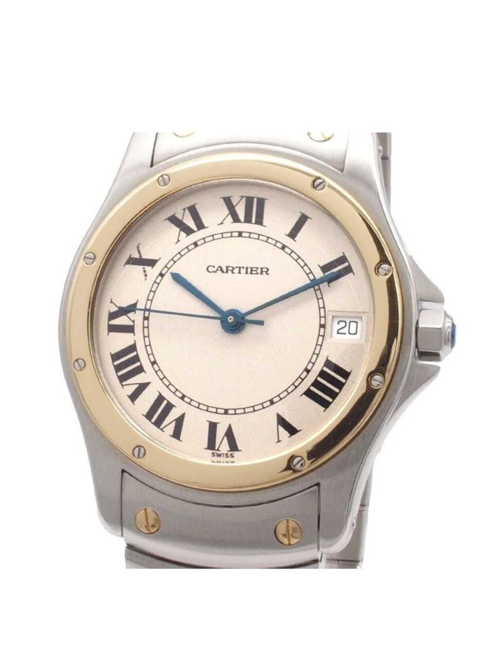 Cartier Santos Ronde LM Ivory SS 18k Yellow Gold Kouga Round Date Watch